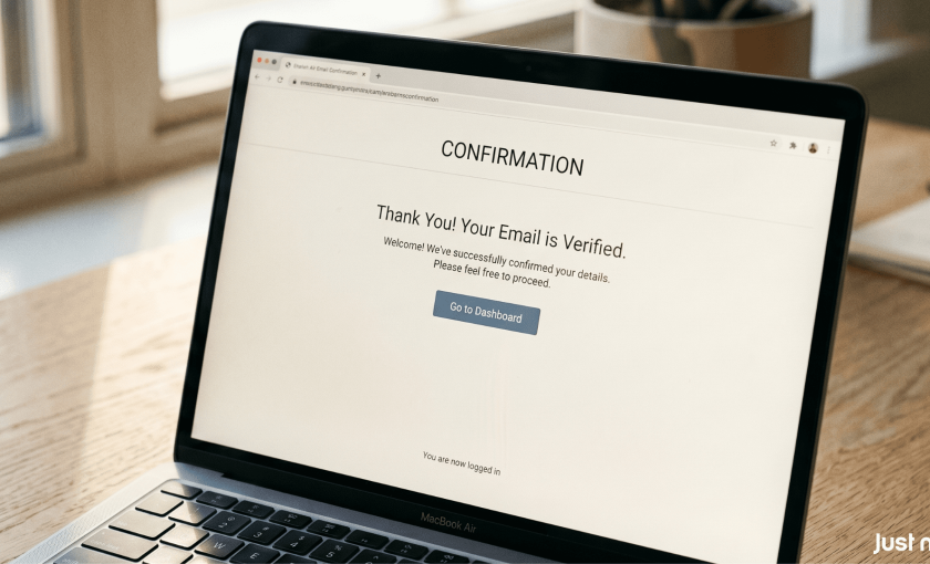 Eksempel på en generisk engelsk double opt-in confirmation side i e-mail marketing, som mangler brandtilpasning og dansk tekst.
